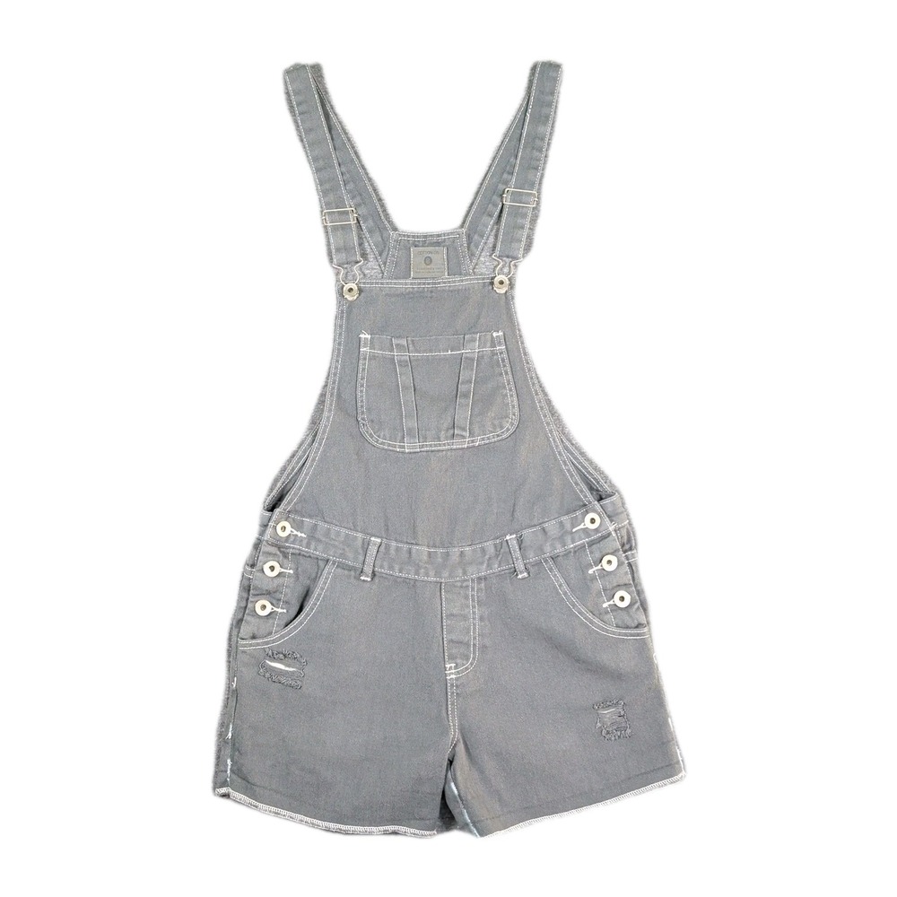 Cotton On Overalls Womens Sz 8 Hand Dyed Faded Black Shortalls Romper Distressed
